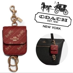 COACH Maroon Gold Horse Carriage Attachment Bag Charm Keychain